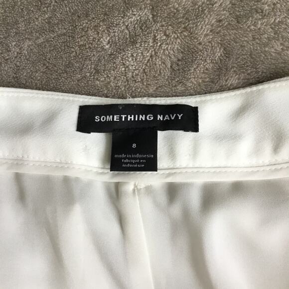 SOMETHING NAVY Ivory Pleated Wide Leg Trousers - Size 8 - Picture 5 of 12